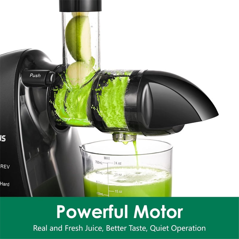 BRECIOUS Slow Masticating Juicer, Cold Press Juicers with 2 Speed Modes & Quiet Motor,Juicers Machines Vegetable and Fruit with Reverse Function,Celery Juicer,BPA-Free,Easy to Clean (Black) - Image 3
